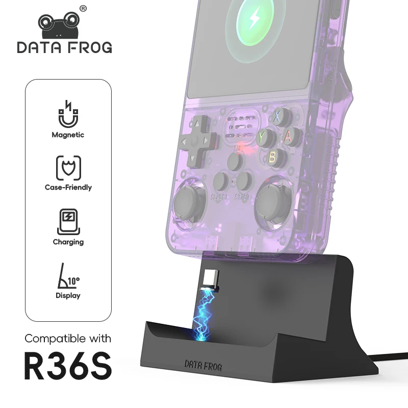 Retro Gaming Download - Data Frog R36S Charging Dock Stand,