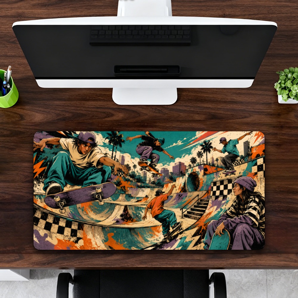 Retro Gaming Art - Cool street skateboarding park table mat